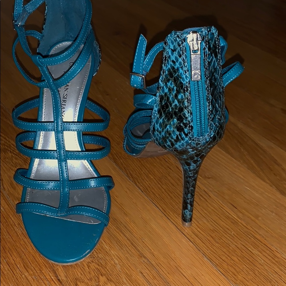 Christian Siriano Blue Snakeskin heels